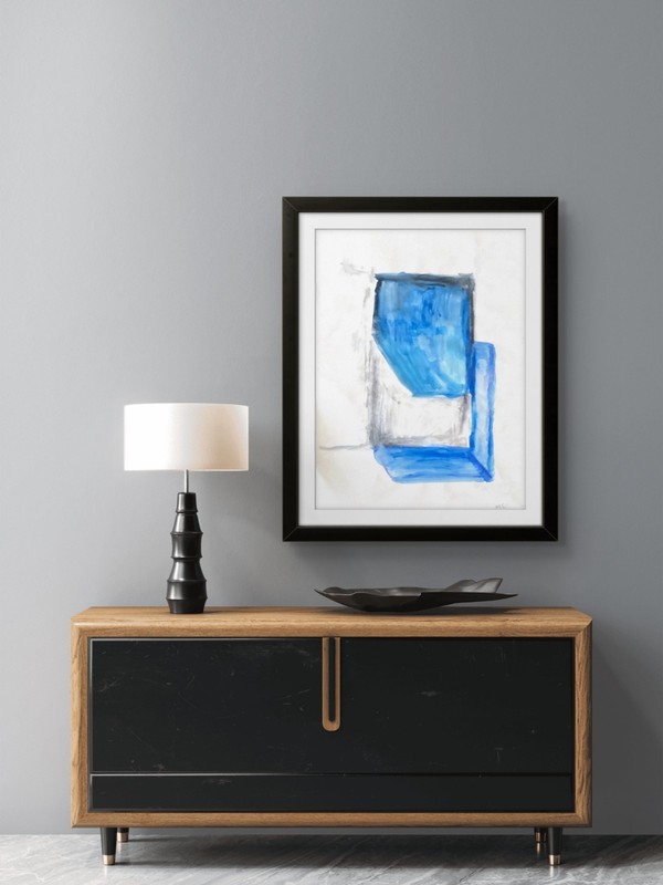 Color Block Blue Square 1 of 4 Geometric Abstract Bold Shape 11x14 Paper gallery