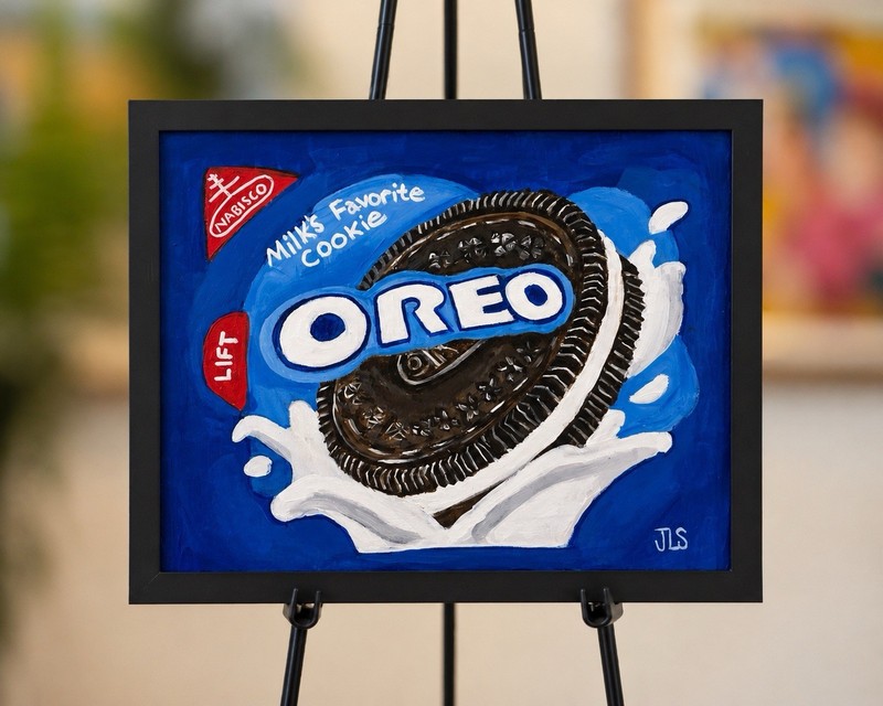 Oreo Cookie Food Painting Framed Hand Painted Food Art 11×14 Framed