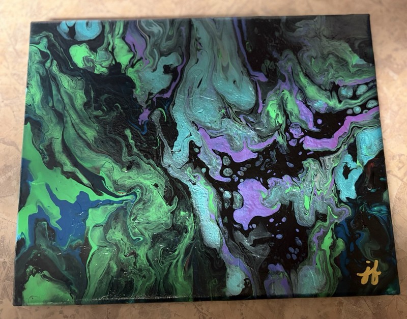 OOAK Original Abstract Acrylic Pour Painting 8x10 Modern Wall Art Canvas by JF gallery