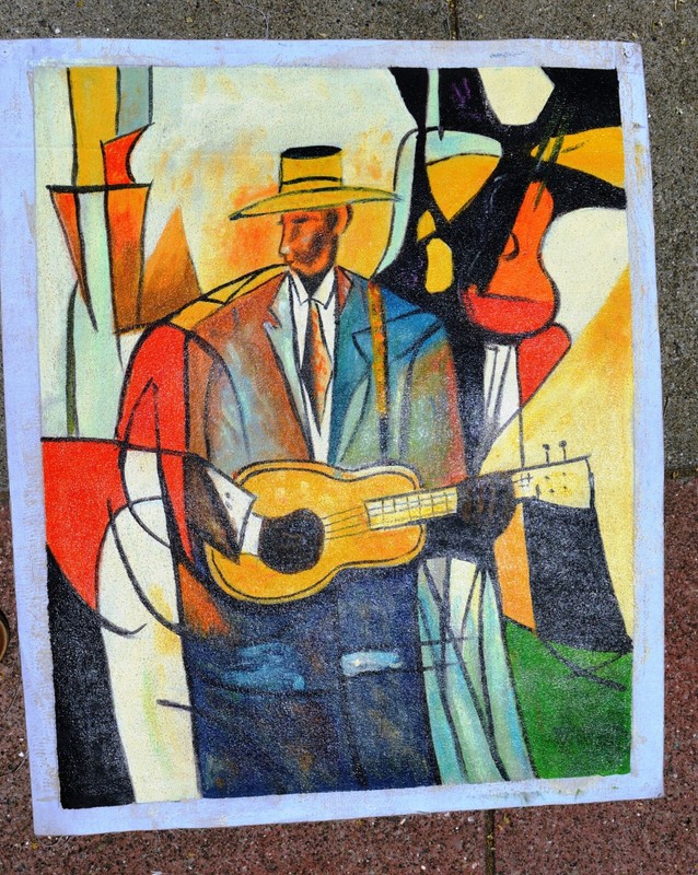 ABSTRACT GUITAR MAN HAND PAINTED OIL PAINTING 20X24″ ON CANVAS F210 GIFT