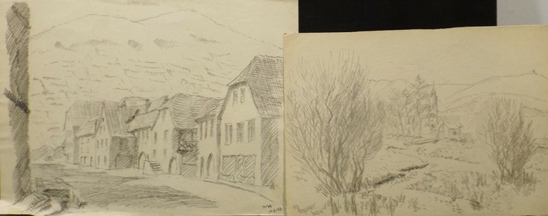 «Kaysersberg 47 including La Fencing Landscape 45» Coal/Lead Signed/Dated M.Hunsinger