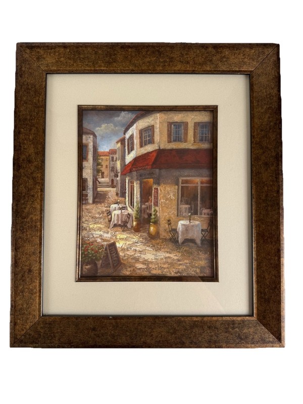 Vivian Flasch Albertos Ristorante Matted Framed Art Print 17”x15” Reproduction