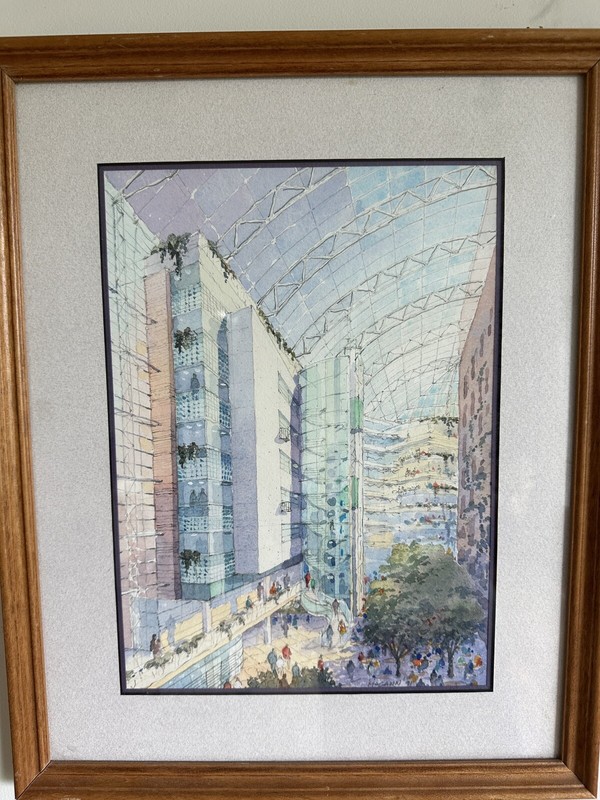 TWO MICHAEL MCCANN Renowned Architectural ORIGINAL WATERCOLOR LANDSCAPE PAINTING