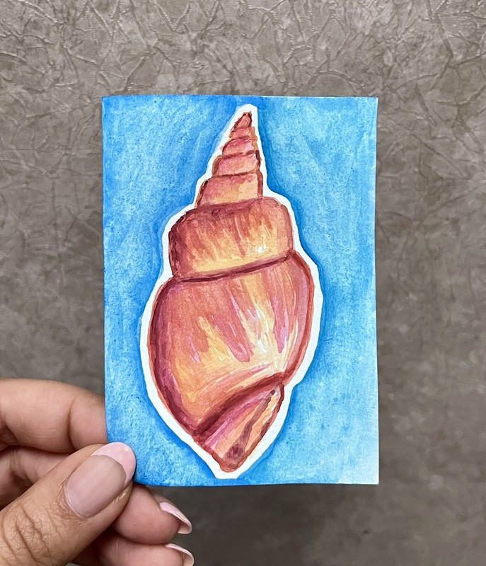 ACEO Original Watercolor Shell Mini Art 3.5 x 2.5” OOAK ATC