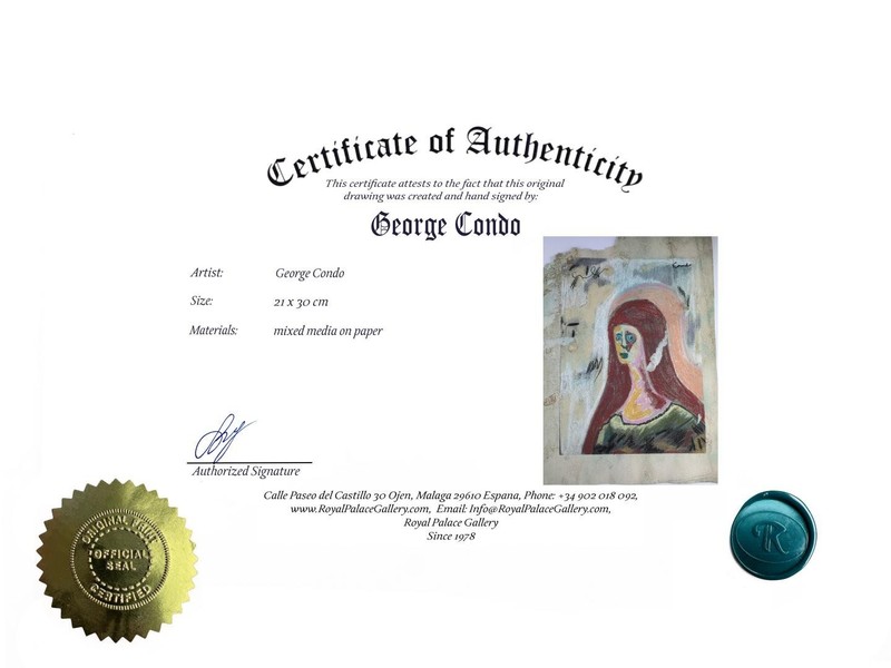 George Condo COA Art Painting Original Drawing Vintage gallery