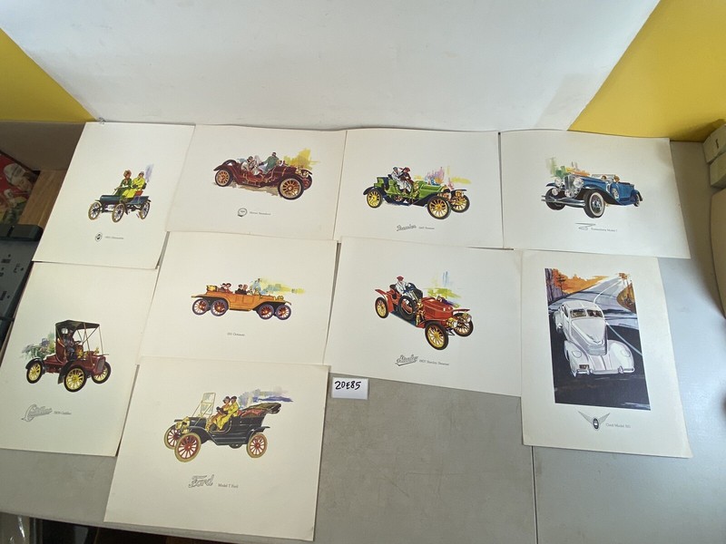 Oldsmobile Cadillac Stanley Premier Mercer Ford Cord Vintage Car litho lot 20E85