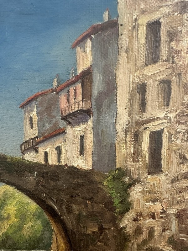 Signed Oil On Canvas, Impressionist Style: Old Bridge Of Le Vigan Gard gallery