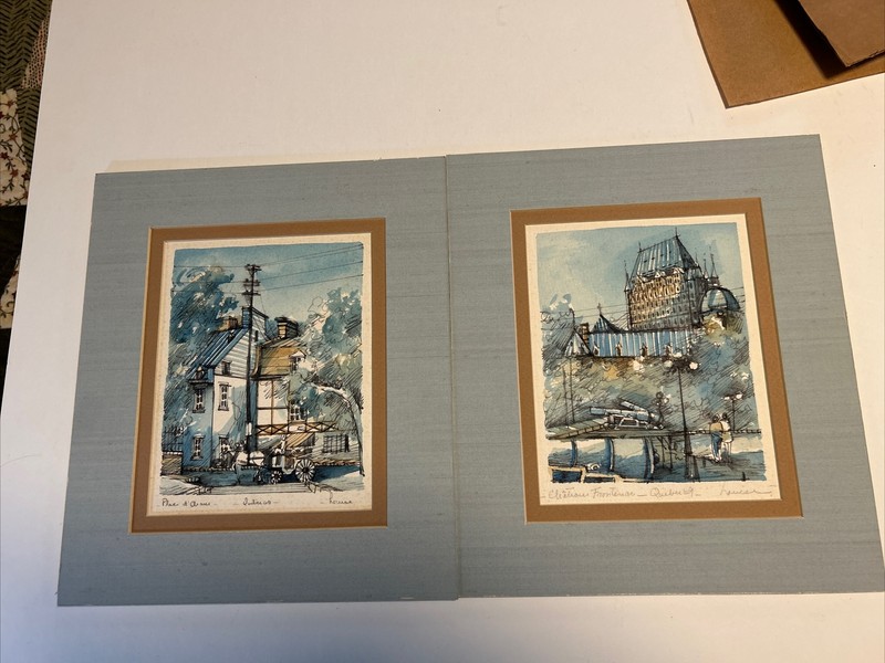 “Château Frontenac” & “Place D’Armes” Quebec Pencil & Watercolor By Louise