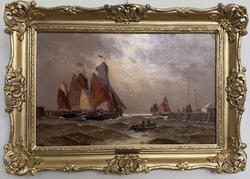 1868 George Anthony Waterstone British Antique Oil Painting Maritime Seascape