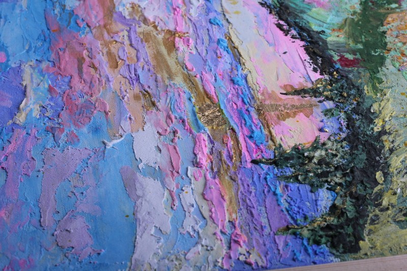 Original Textured Art Landscape Painting Gold Leaf 3D Textured Canvas gallery