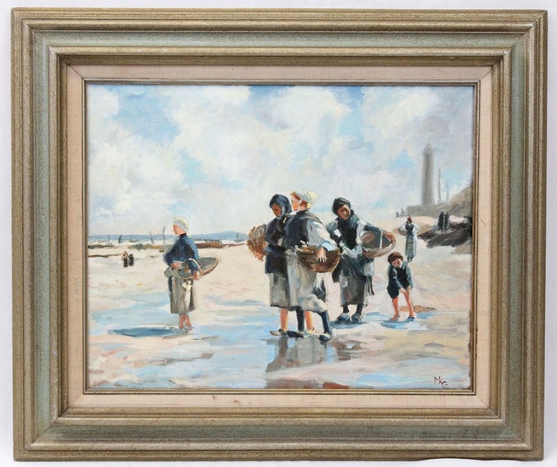 Signed MKG 16×20 Oil Painting John Singer Sargent Reproduction Women on Beach