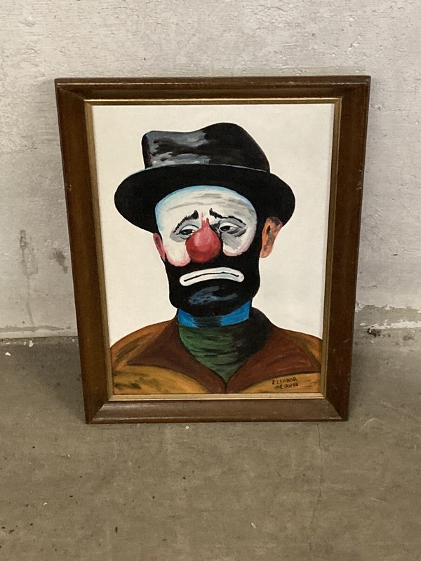 1982 Eleanor Cirillo 21x15in Signed Clown Oil Painting *RARE*