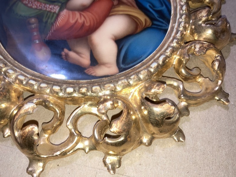 Madonna della Seggiola Raffaello porcelain 19th century unique frame Firenze gallery