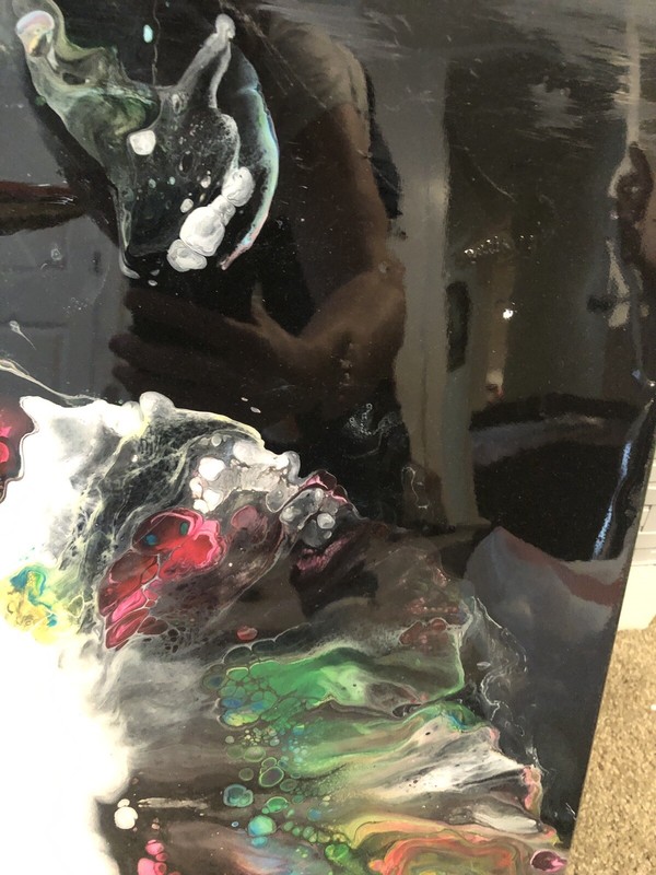 Original Abstract Acrylic Pour Painting on a 18x24 Canvas, Resin Coating Finish gallery