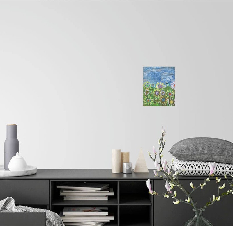 ORIGINAL ART HAND PAINTED of Flowers and Honey Bees USA BY SUE FURROW gallery