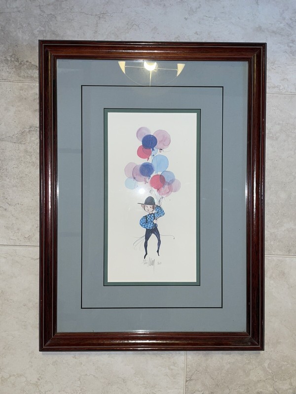 Boy With Balloons Wall Art Vintage Decor ? Artist Amusement Park /Old Fair Amish