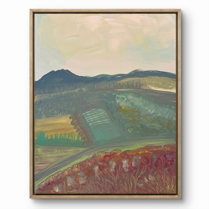 BLESSED#1520 Far Flower Fields 20×16 Original Art Canvas Acrylic