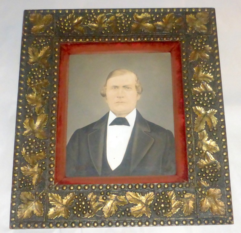 Antique 1890 Ornate 18″ X 20″ Wood Frame w Oil Painted Portrait of a Gentleman