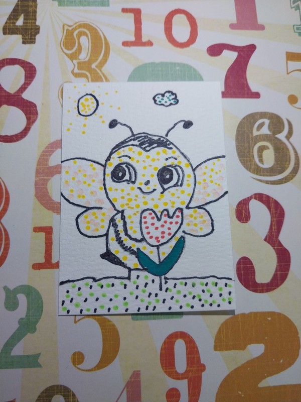 Bumblebee Impressionism Original Painting Home Decor 3.5x2.5 Hand Painted Bee 🐝 gallery