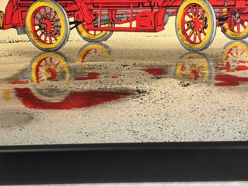 H. Hargrove Framed Fire Truck Serigraph On Canvas 8" X 10" Frame Is 10" X 12" gallery