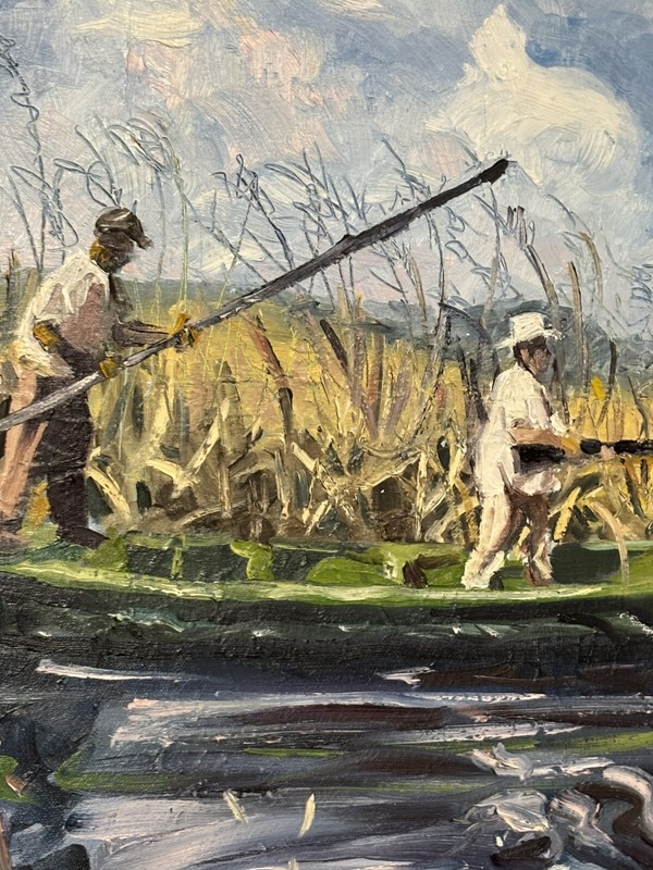 Vtg Jeff Huntington Jahru Annapolis MD Oil On Canvas 1991 waterfowl Art Painting