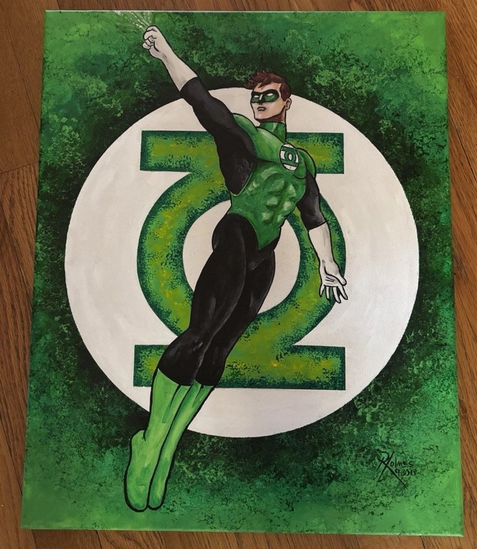 GREEN LANTERN Original Acrylic Painting Canvas Comic Book Superhero Rudy Holmes