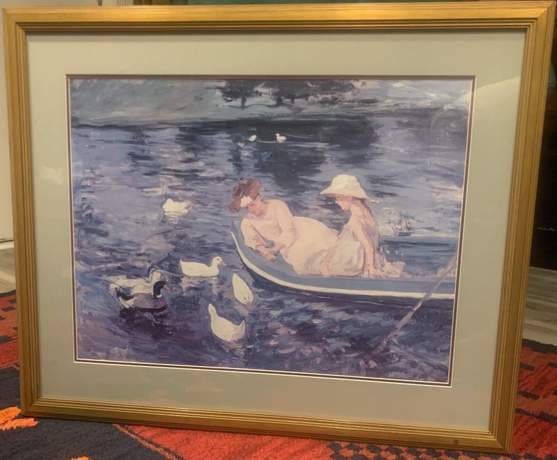 Wood Framed Matted SUMMERTIME by Mary Cassatt Art Print (17x28 in 26x31 Frame) gallery