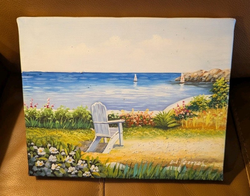 BEAUTIFUL W. JAMES SIGNED PAINTING OCEAN BEACH SCENE 8 X 10