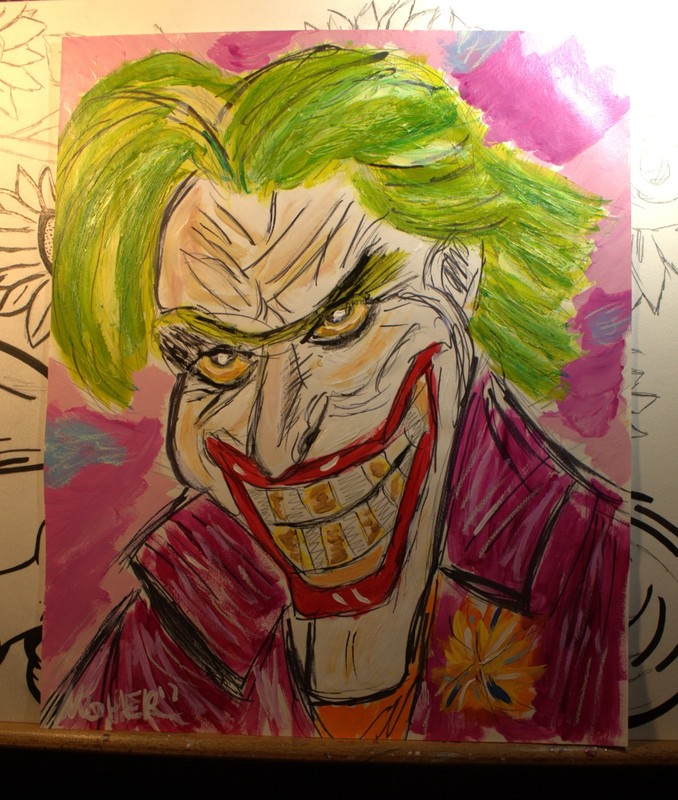 Bob Cane Pop art «The Joker» 14×17 acrylic on paper by Alexander Mohler