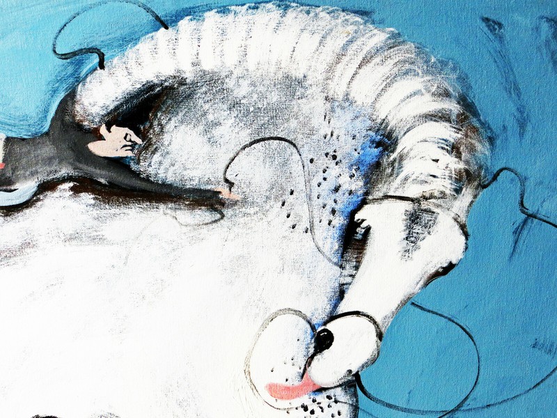 Felix Angel – Large Acrylic on Canvas Painting – Equestrian gallery