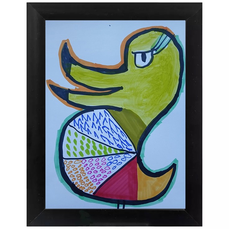 Abstract Expressionism 9 x 12 " Dapper Duck Colorful Painting Modern Street Art gallery