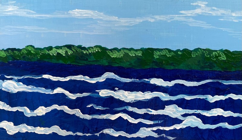 Original Acrylic Painting, Seascape, Mini Painting (7 x 4 in)