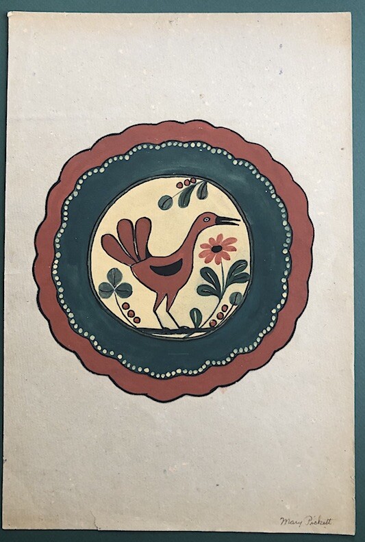 Original Circa Pre 1940’s Primitive Outsider Art Painting “ Bird in Circle “