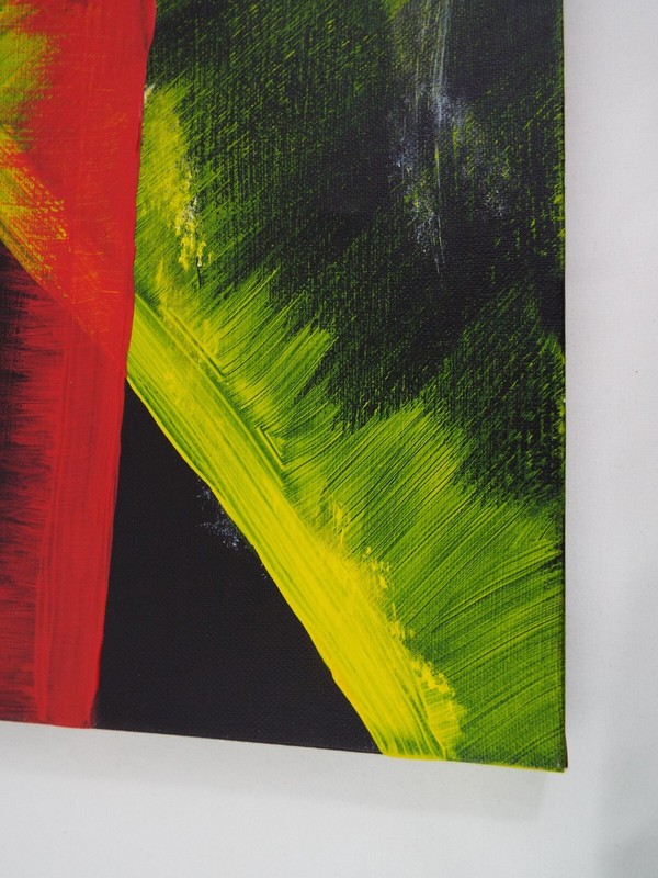 Painting Oil on Canvas Unsigned Abstract Black Yellow Green Unframed 11x14 inch gallery