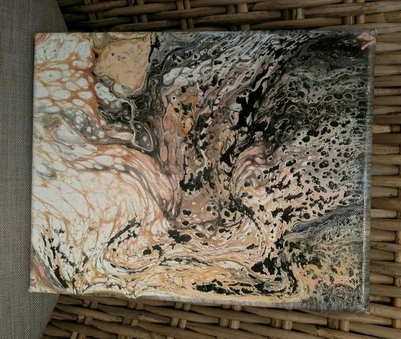 Studio Artists ORIGINAL Painting Fluid Art Pour On Canvas 8x10 Signed Acrylic gallery