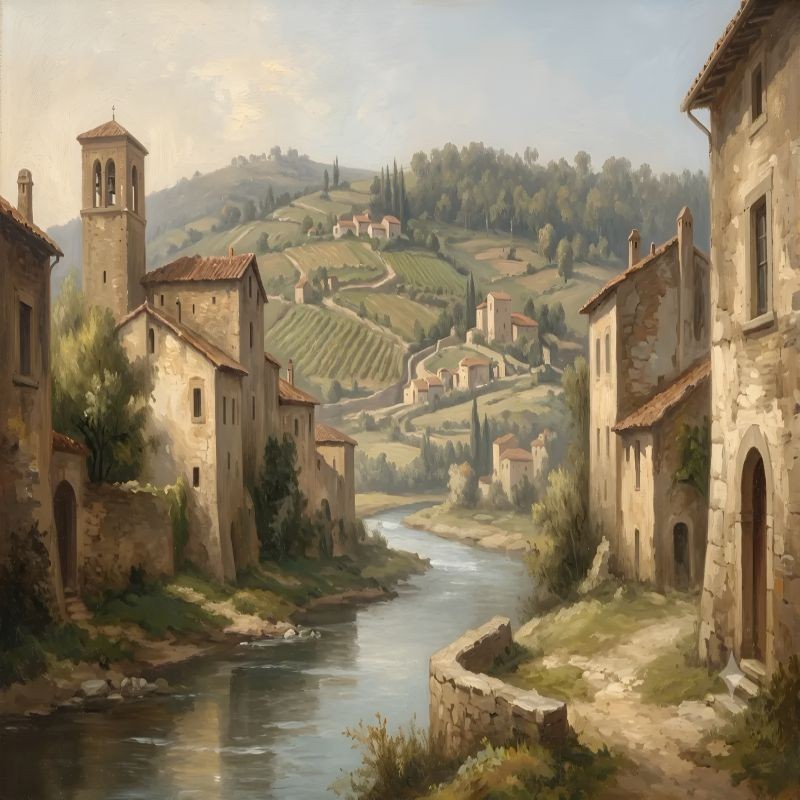 Vintage Oil Painting Poster Boho Neutral Wall Art Rustic Country Digital