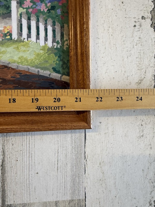 Framed New England Cottage Painting Cottagecore 90s Vtg Paint By Numbers 22x18 gallery