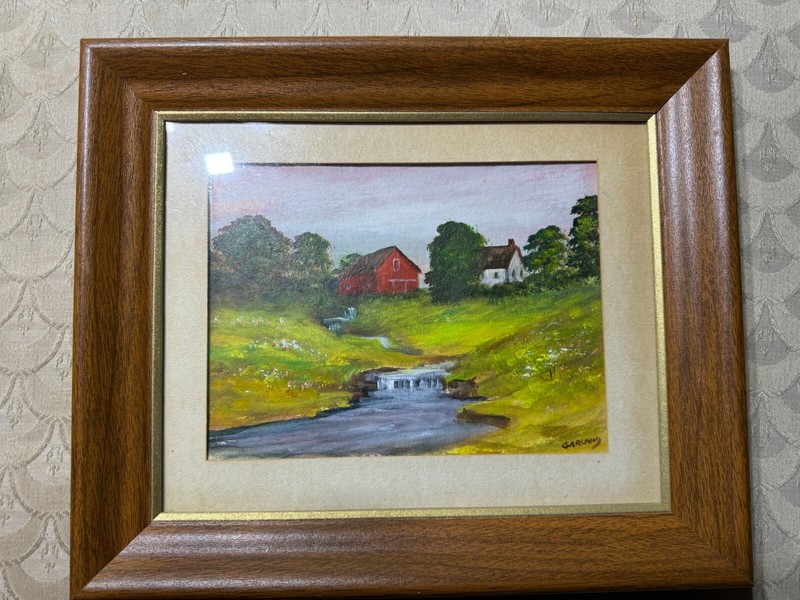 Small Charles Thomas Garland «Farm And Landscape Scene» Watercolor Painting
