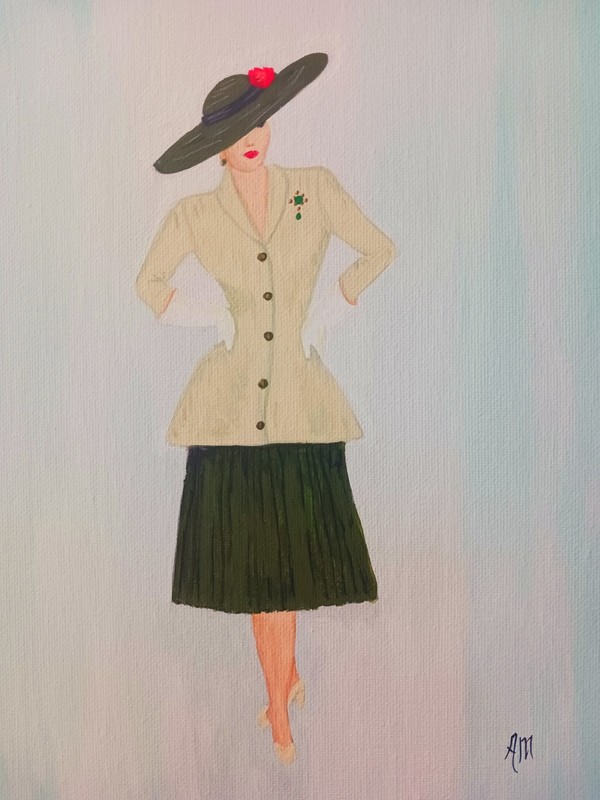 8" x 10" Signed Original Art Hand Painted Woman Model, Fashion Art Modeling gallery