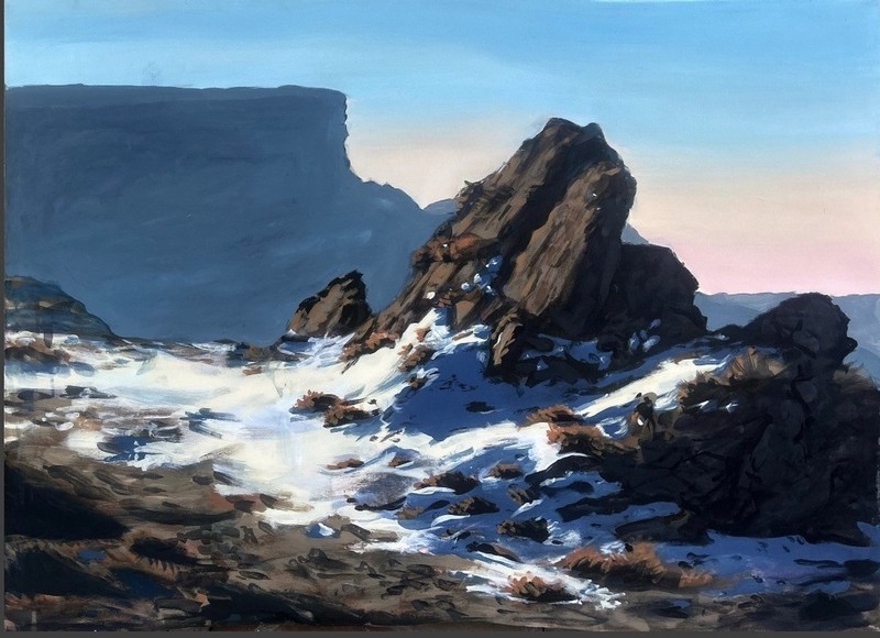Acrylic Canvas, abstract landscape 3 ft x 4 ft, Snowy rocky mountain