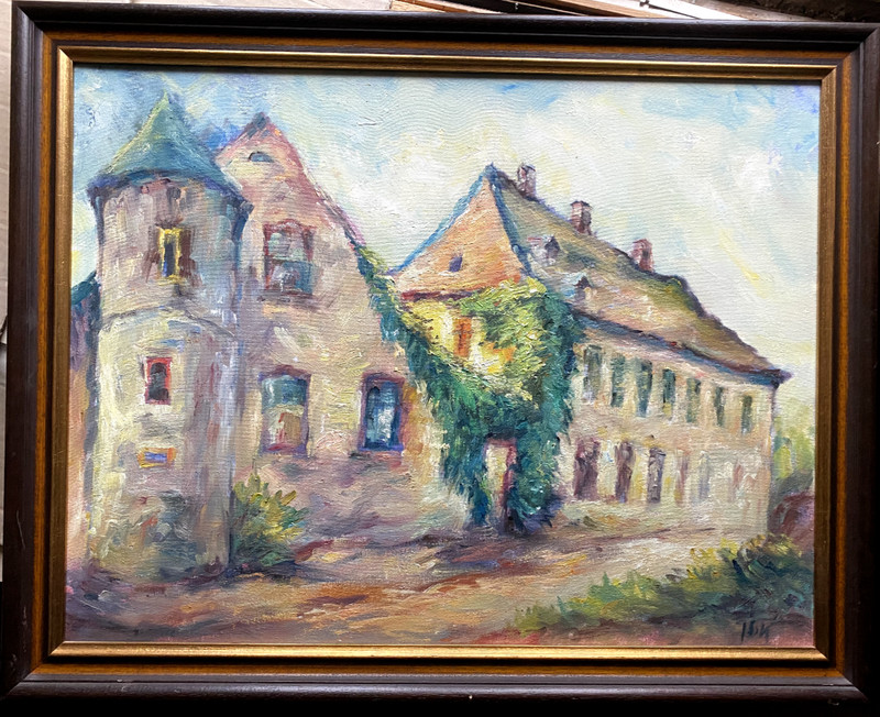 :OIL PAINTING CASTLE RENAISSANCE °WHO KNOWS THE PLACE? TOWER ARCHITECTURAL FRAME