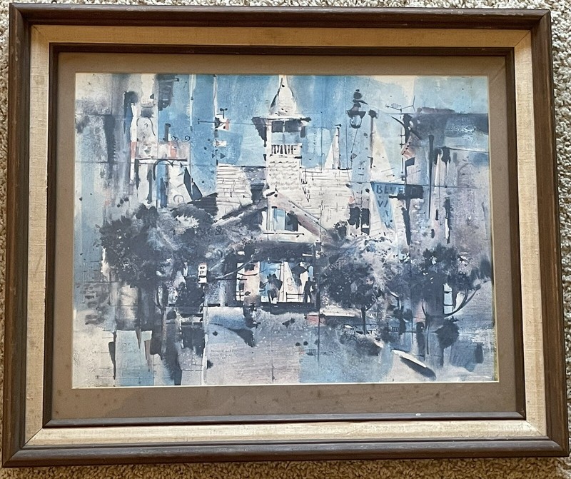 VTG Rex Brandt Watercolor Print “Pavilion And Bay” Jan 13 – 1968 19×23 (framed)