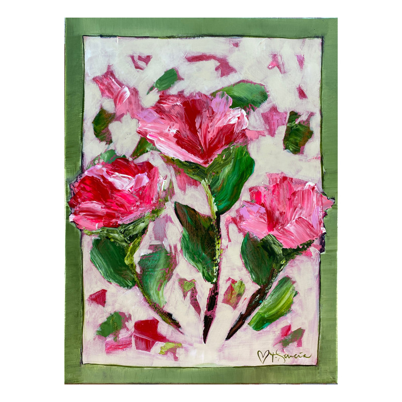 Muse Era Florals in Pink 12x16 Original Painting Botanical Expressionist Canvas gallery