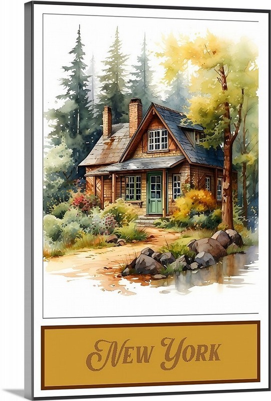New York Summer Cabin in Wilderness Art Canvas Wrap Or Poster art