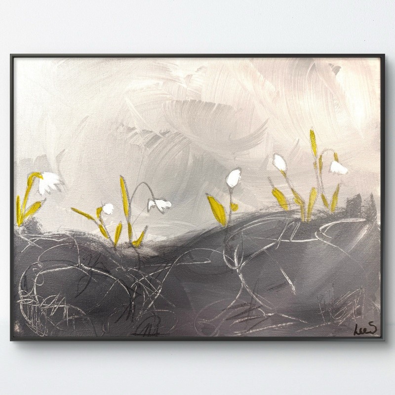 Original Abstract Expressionism 11×14 Snowdrops Handmade Signed Fine Art 36