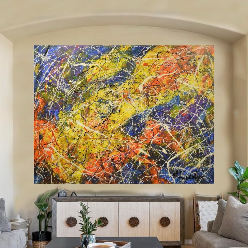 Jackson Pollock Styl Giant Profesional Painting 84”X62” (7 Foot) Abstract Modern gallery