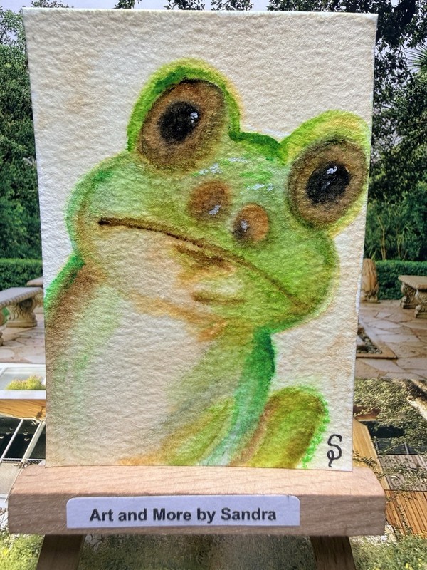 ACEO Original Painting Frog OOAK Signed on Paper Contemporary Unframed Small gallery