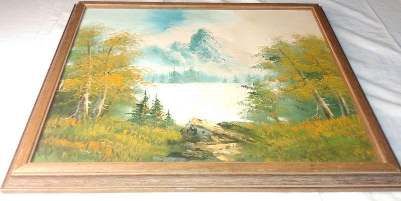 beautiful painting of a mountain in a solid wood frame 22 1/2 "Lx18 1/2"H gallery