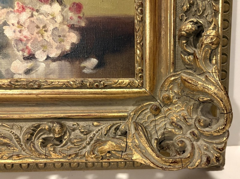 A.D. GREER 20th c. American TEXAS ARTIST Still Life Painting CRABAPPLE BLOSSOMS gallery