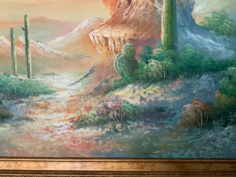 P. MINTON ORIGINAL IMPRESSIONIST OIL PAINTING 41”x29” ON CANVAS, SIGNED+FRAMED gallery